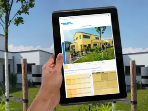  Unser Fassadenkonfigurator offen auf einem Tablet