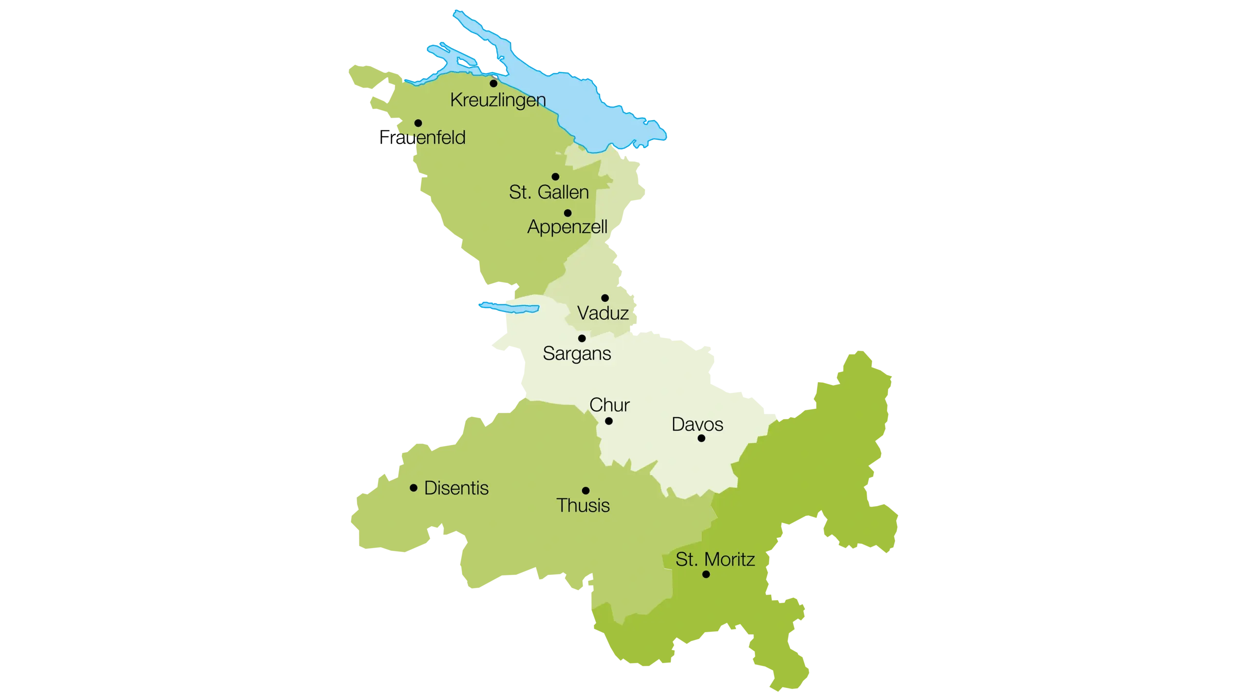 Carte de la région Est Fixit avec la zone de distribution