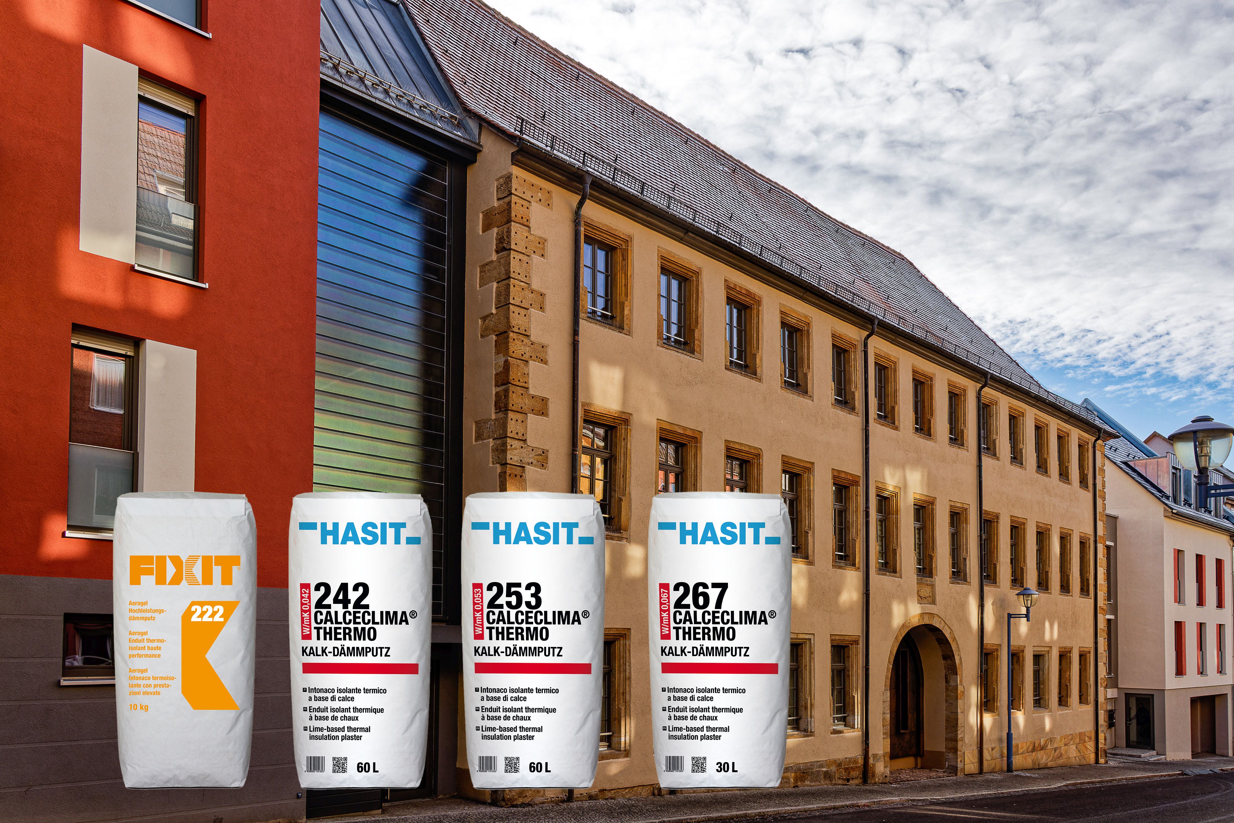 Unser Kalkdämmputz vor dem Amtshaus in Gotha, das mit Dämmputz saniert wurde.