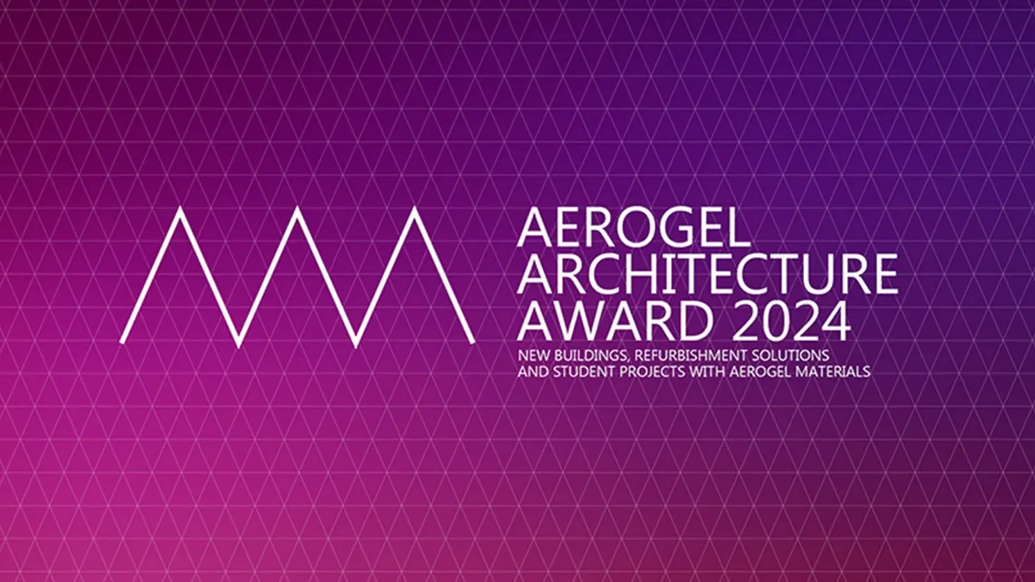 Fond rose-violet avec le logo du AAA2024 Aerogel Architecture Award 2024