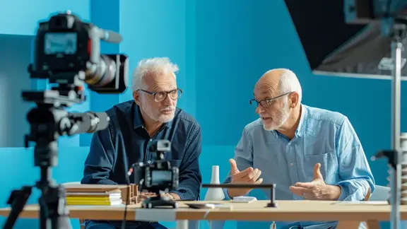 Zwei Personen diskutieren miteinander 