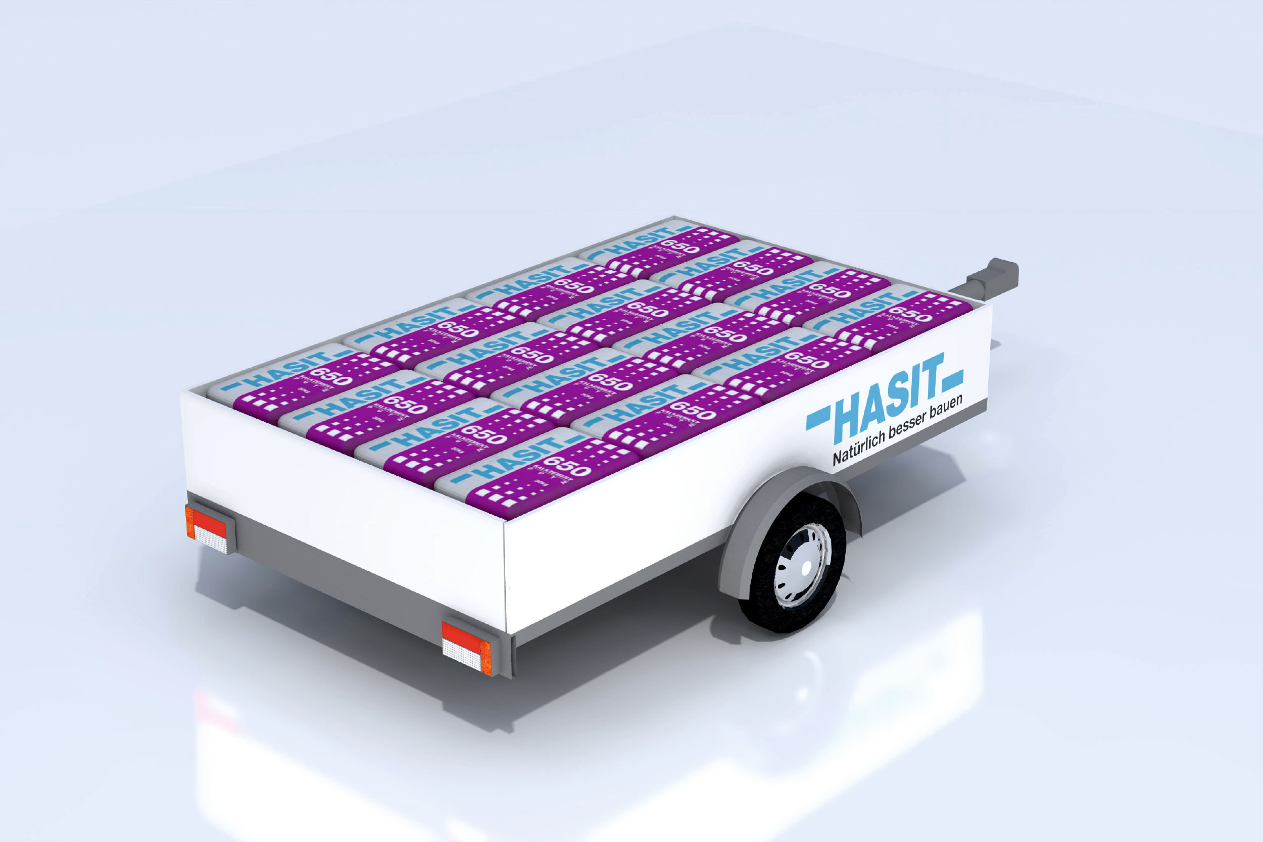 Ein beladener Anhänger als 3D-Modell 