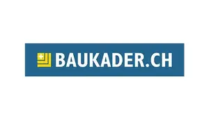 Fixit adhésion Baukader.ch coins jaunes sur fond bleu et inscription Baukader.ch