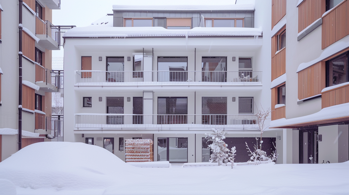 Modernes Haus im Winter 