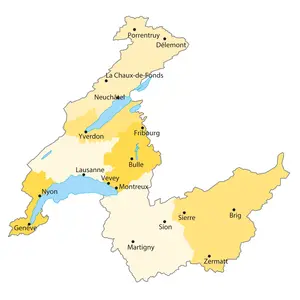 Fixit Region West: Karte mit Kantongen und grossen Städen