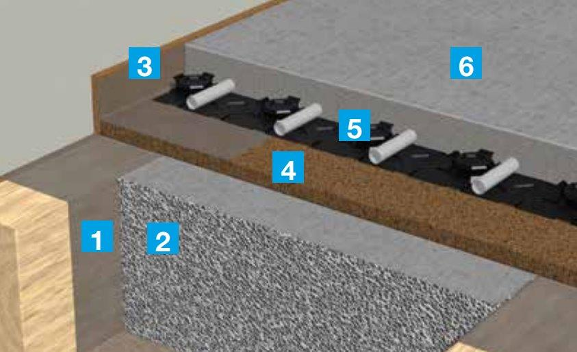 Systemaufbau Schaummörtel bei einer Fehlbodendecke