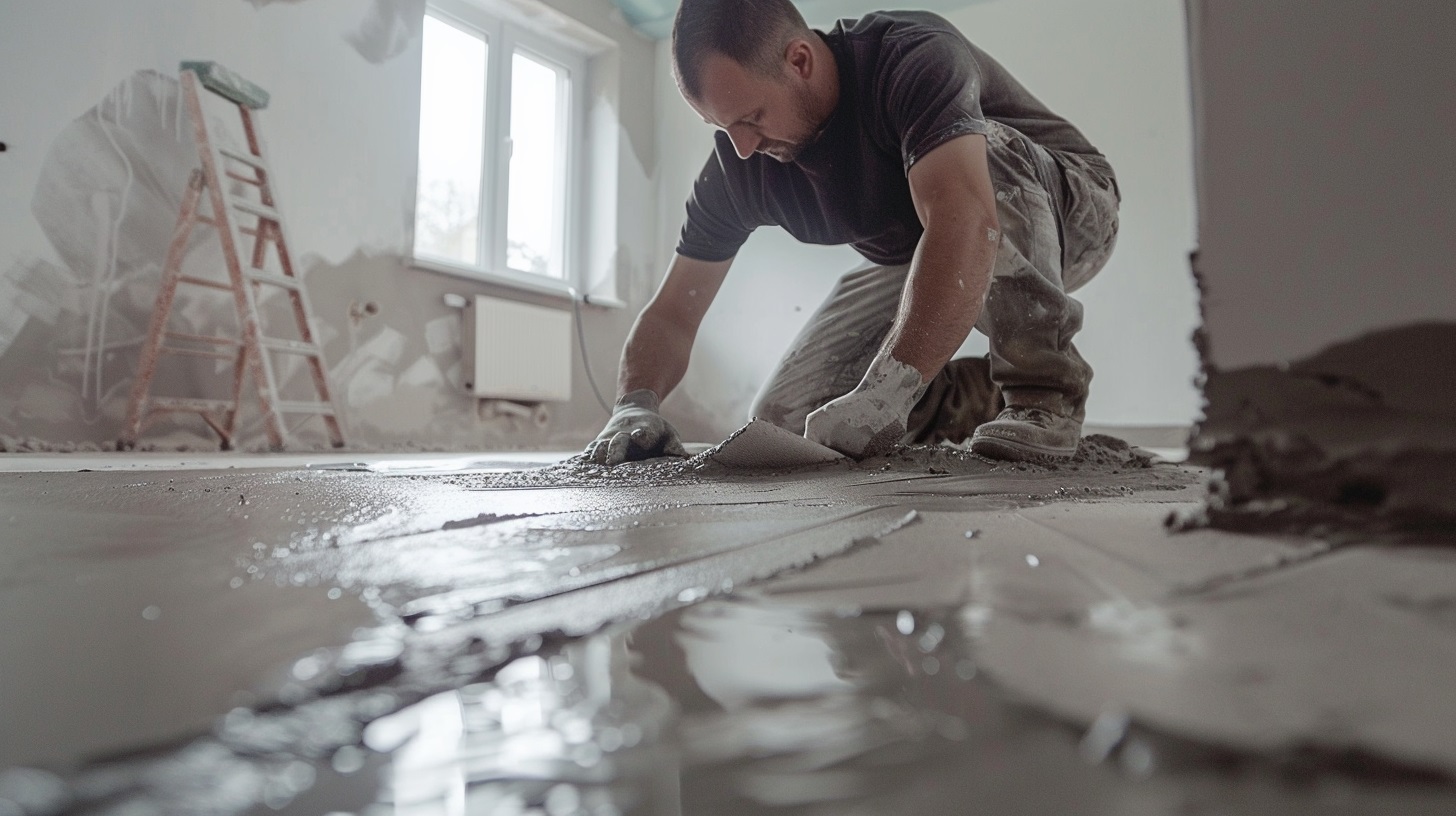 Ein Mann legt Bodenbeläge