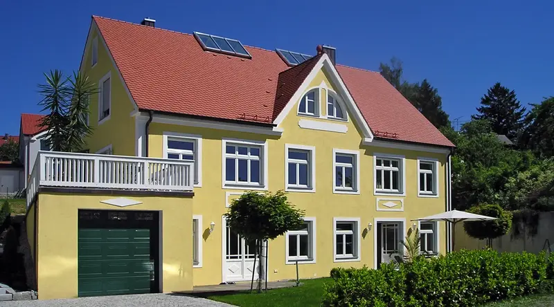 Ökologische Kalkputze für ein Doppelhaus in Altomünster