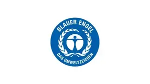 Logo Ange Bleu cercle bleu avec inscription et personne avec couronne de laurier au centre