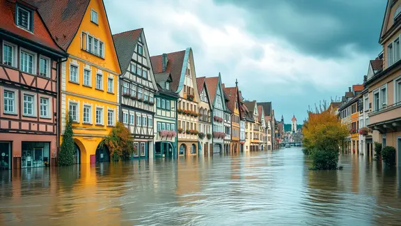Hochwasserschaden in einer Stadt
