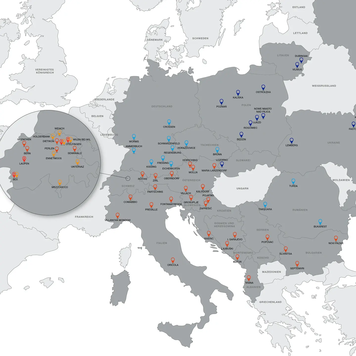 Länderkarte der FIXIT GRUPPE