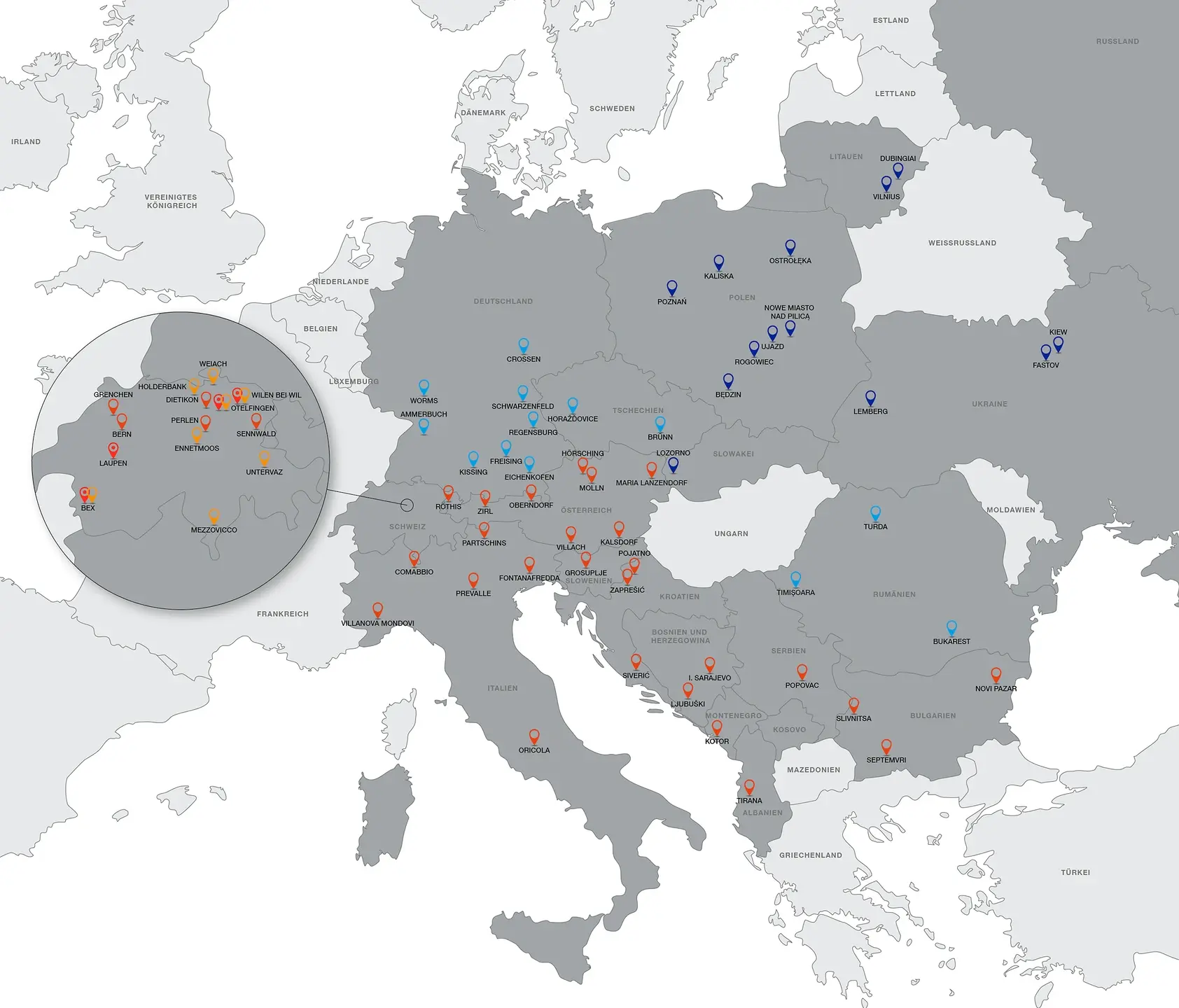Länderkarte der FIXIT GRUPPE
