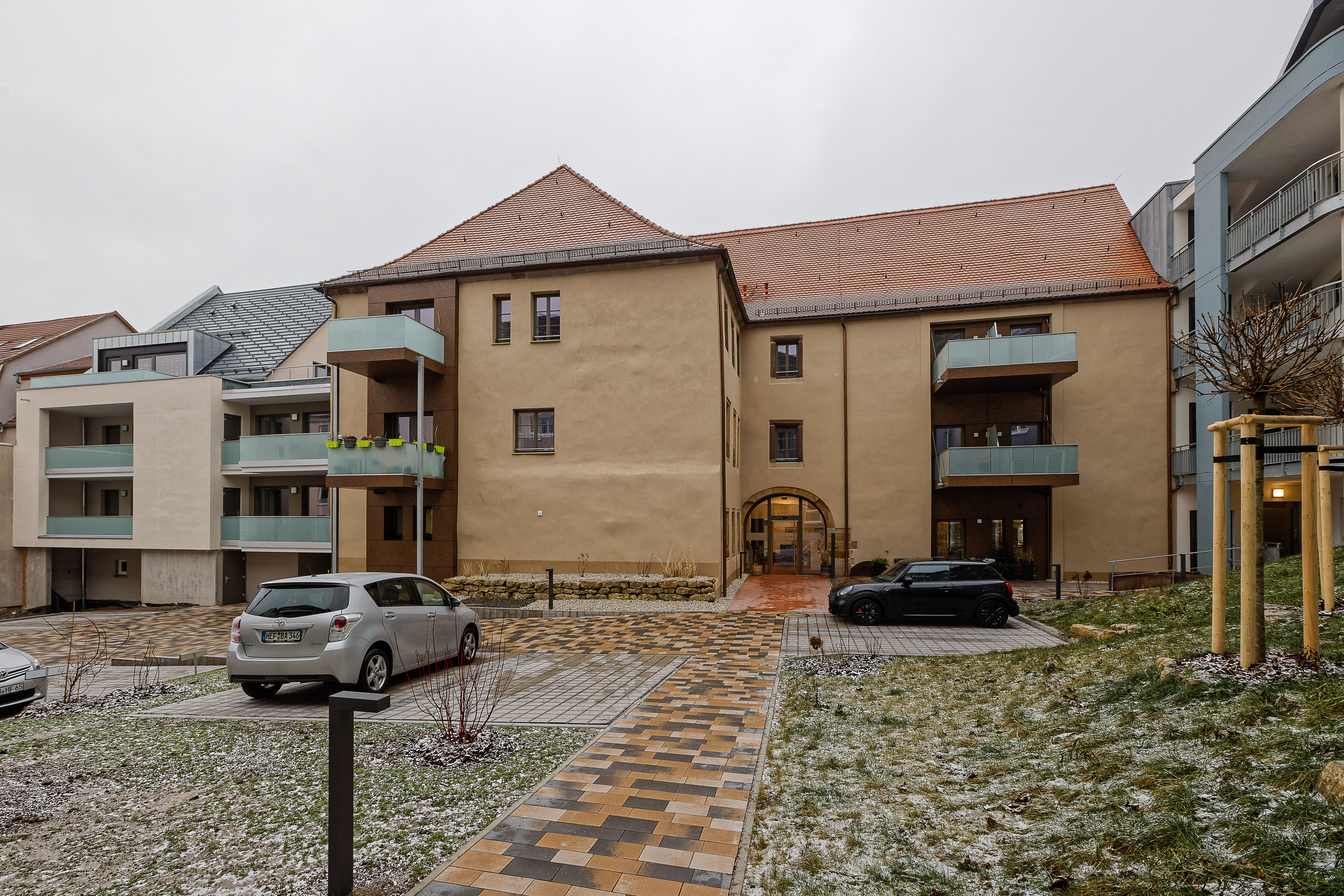 Außenansicht der Rückseite des sanierten Amtshauses in Gotha