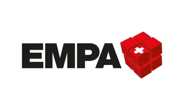 Fixit Partenariats EMPA écriture noire avec des cubes rouges et une croix suisse blanche