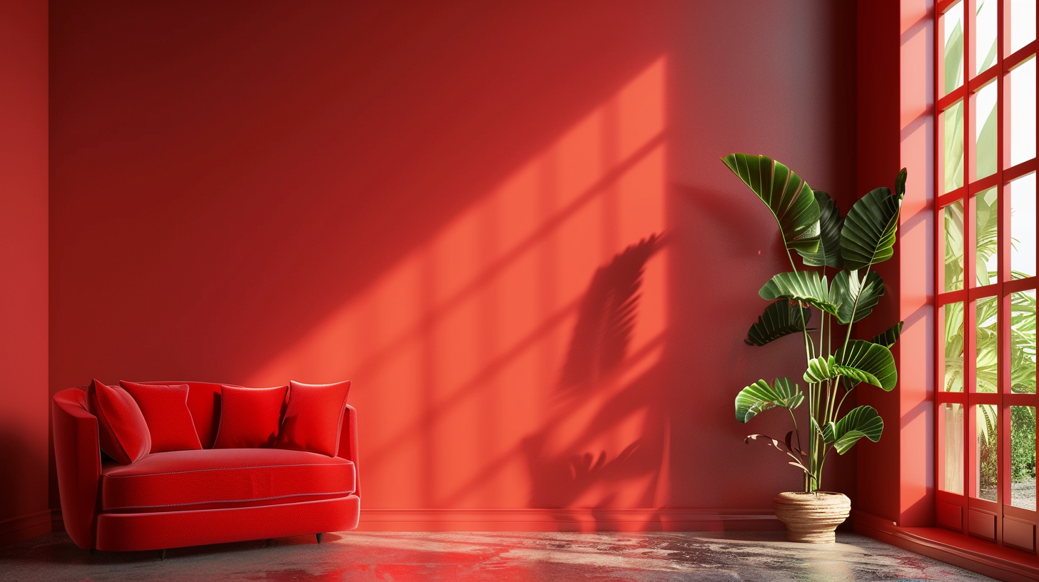 Innenraum mit rotem Wandanstrich