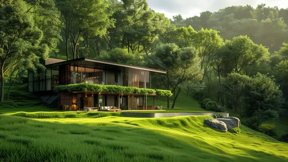 Ein modernes nachhaltiges Haus in der Natur 