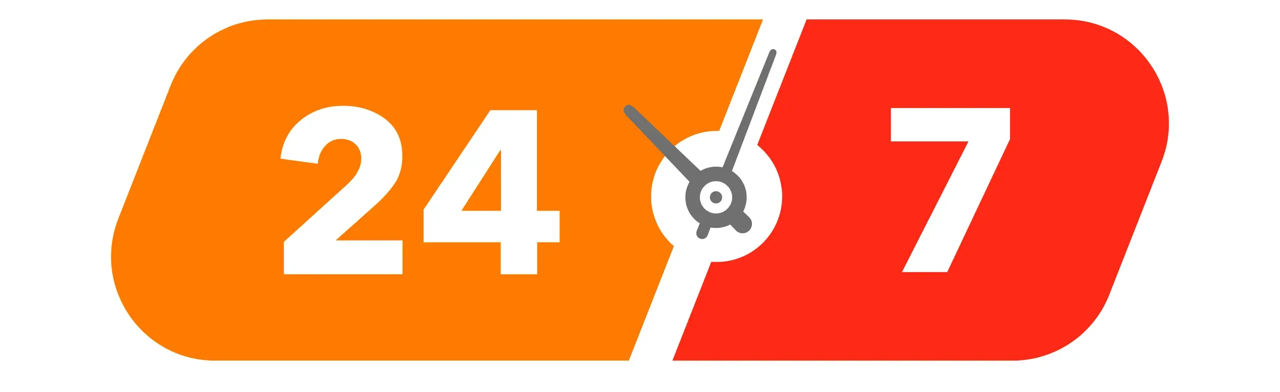 Icon 24/7 mit Uhrzeiger zwischen den Zahlen