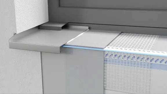 Capture d'écran de la vidéo de montage montrant la structure des différentes couches lors du montage de l'appui de fenêtre avec Sol Pad Suisse
