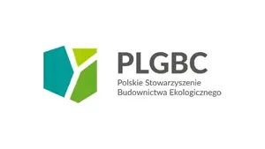 Logo PLGBC avec trois surfaces polygonales différentes en dégradé de vert et inscription