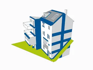 3D-Modell eines Mehrfamilienhauses