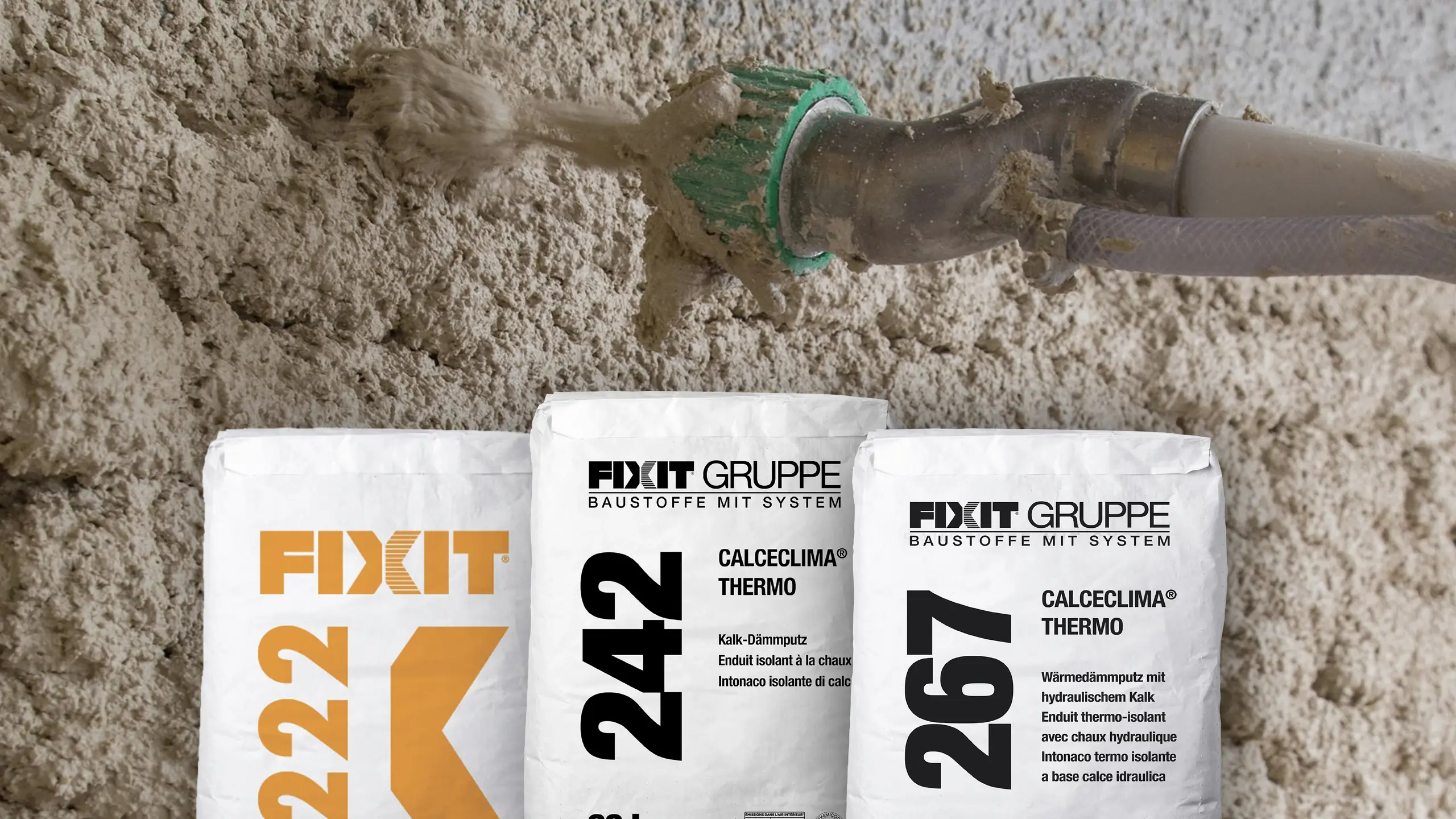 Fixit Säcke Produkte vor Dämmputzauftragung