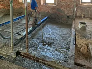 HASIT POR® wird auf einer Baustelle verarbeitet als Bodenausgleich