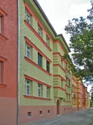 Ansicht der Wohnanlage in Leipzig von der linken Seite aus