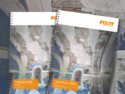 Fotomontage Fixit Preisliste 2026 auf einem KI-generierten Hintergrund