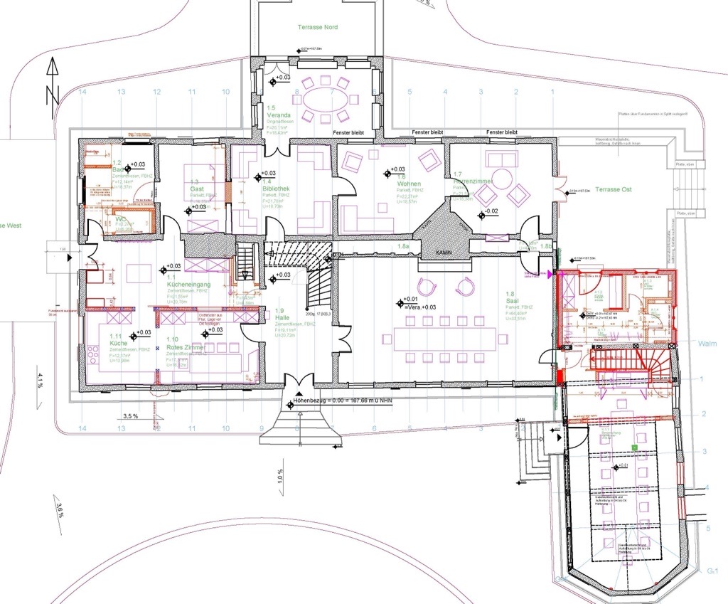 Grundriss des Hauptgebäudes vom Rittergut Schafhausen