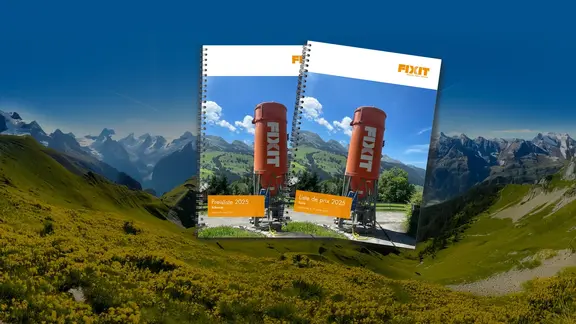 Fotomontage Fixit Preisliste 2025 auf einem KI-generierten Hintergrund