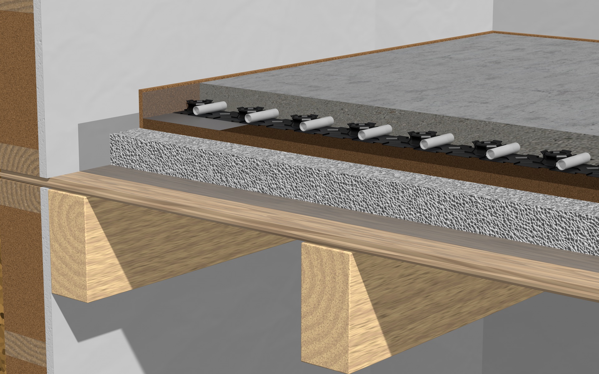 Schaummörtel auf Holzkonstruktion
