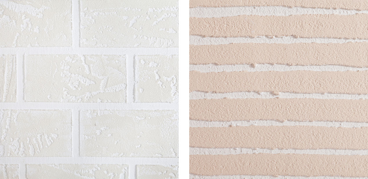 Ziegelstruktur und Linienstruktur einer Putzwand